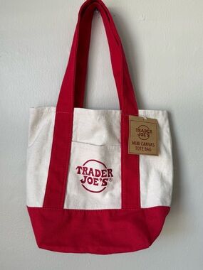 Trader Joe’s Collectible Canvas Mini Tote NEW  Red and White